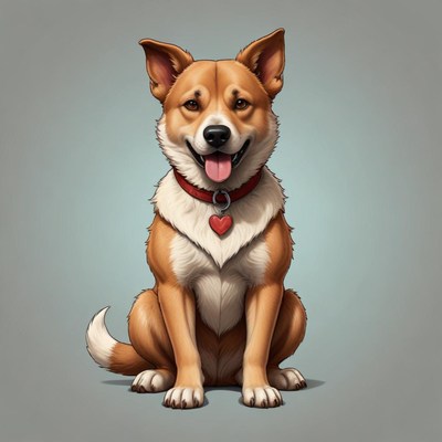 Happy dog sitting with a collar