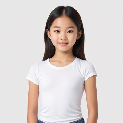 Girl in white t-shirt smiling