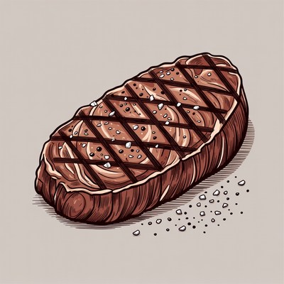 Grilled steak with seasoning on plate