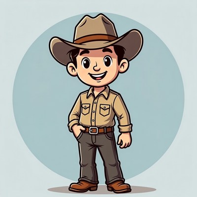Young cowboy in plain outfit
