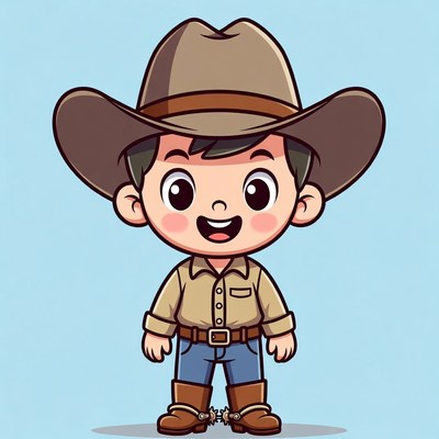 Young cowboy character with smile