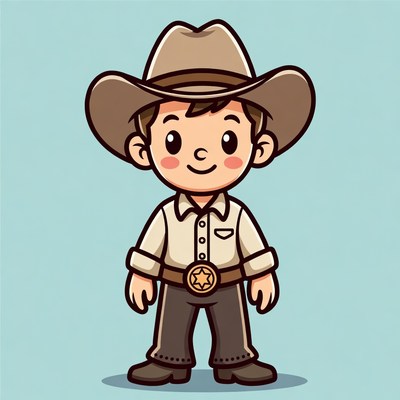 Cute cowboy character design for kids