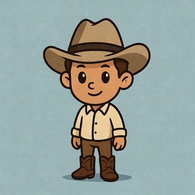 Cowboy character with hat and boots