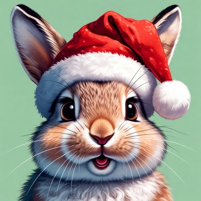 Rabbit wearing christmas hat