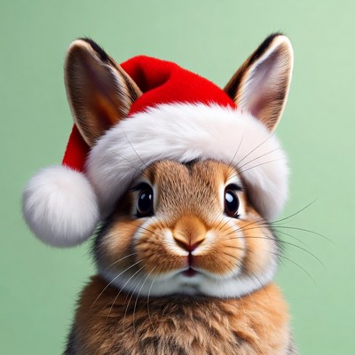 Rabbit wearing a red hat