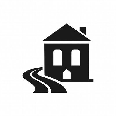 Simple house with a winding road
