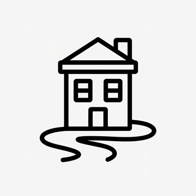 Simple house with curved path