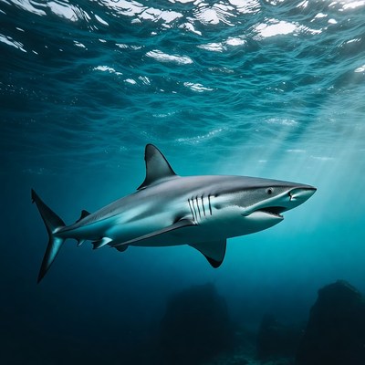 Shark swimming in ocean waters