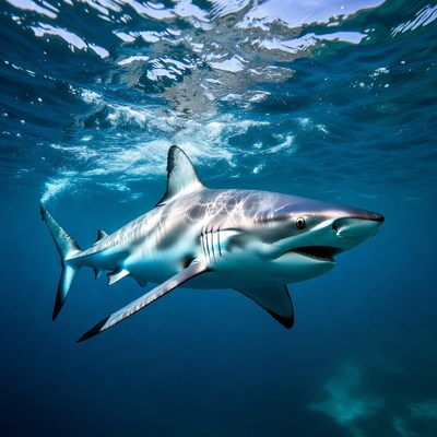 Shark swimming in ocean waters