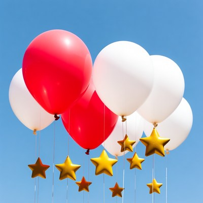 Balloons with stars in the sky