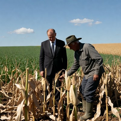 Leaders discuss agriculture in field
