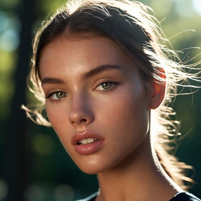 Portrait of woman outdoors in sunlight