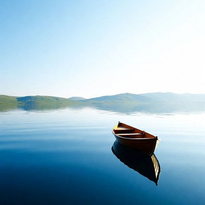Boat floating on calm water