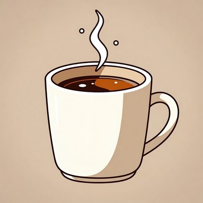 Hot coffee in a white cup