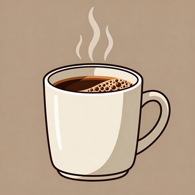 Hot coffee in a white cup