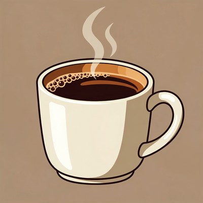 Cup of coffee with steam rising