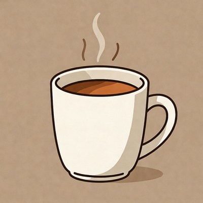 Hot coffee in a simple cup