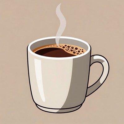 Hot coffee in a white mug