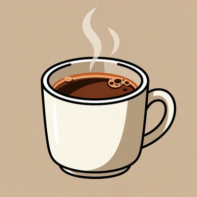 Coffee cup with steam in warm tones