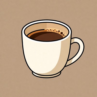 Coffee cup with dark brew in kitchen