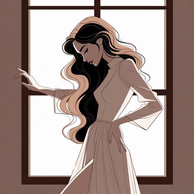 Woman by the window with long hair