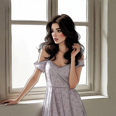 Woman in window with soft light