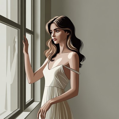 Woman looking out a window