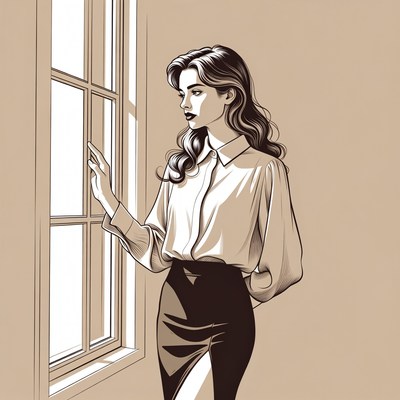 Woman gazing out window