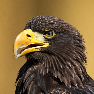 Eagle perched with intense gaze