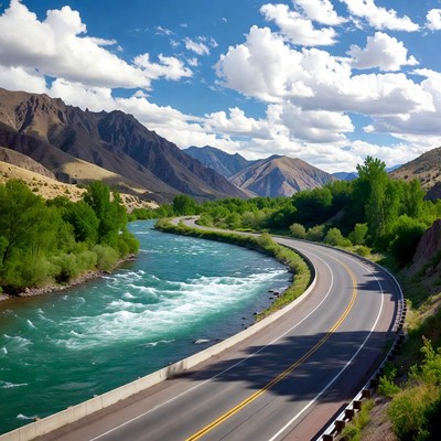 River curves along mountain road