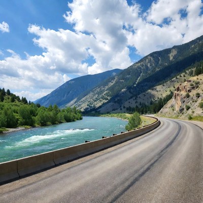 River bend near mountain road