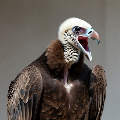 Bird of prey with open beak