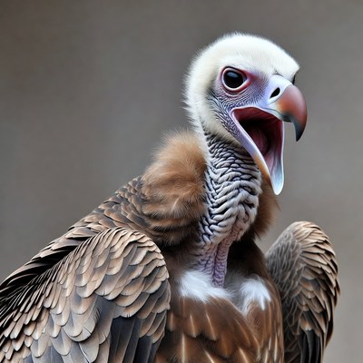 Vulture with open beak in close view