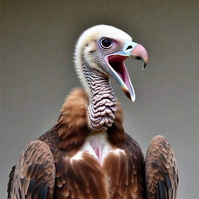 Vulture with open beak in detail