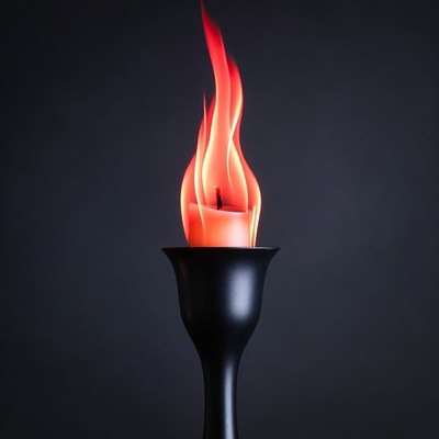 Candle flame in black holder