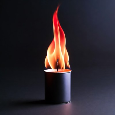 Flame rising from a black candle
