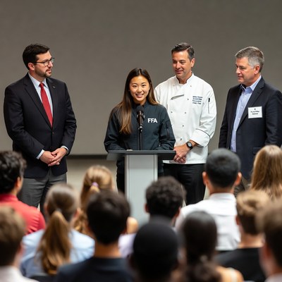 Young leader speaks at event