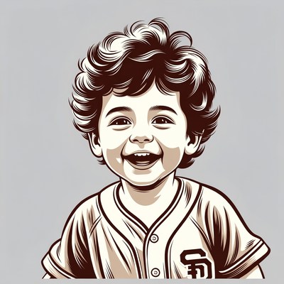 Happy boy in baseball uniform