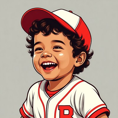 Young boy playing baseball and smiling