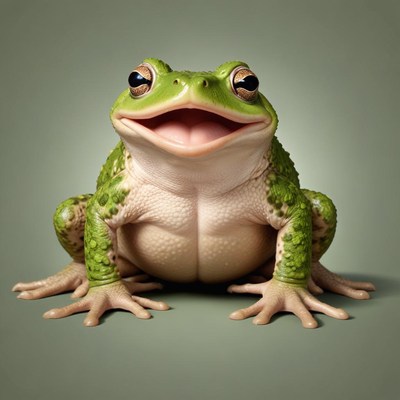 Frog sits on a flat surface