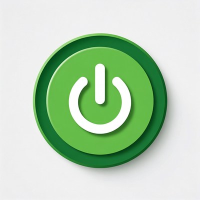 Power button icon design on green background