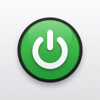 Power button symbol on green background