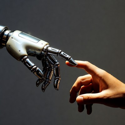Human and robot hand connection