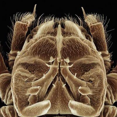 Microscopic view of insect head structure