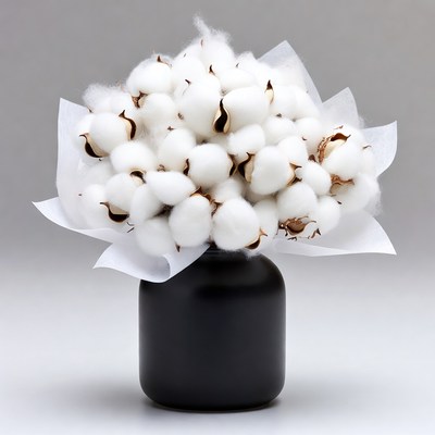 Cotton stems in black vase display