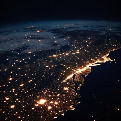 Night view of east coast cities