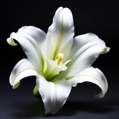White lily blooms on dark backdrop