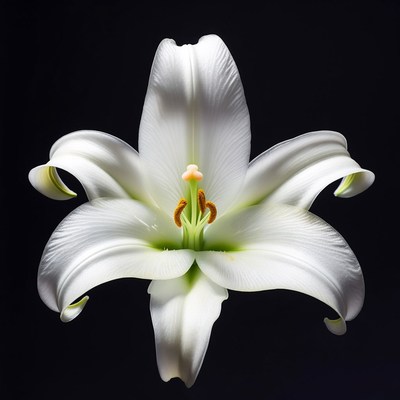White lily on black background