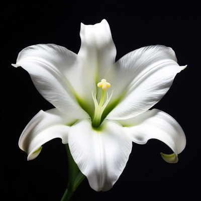 Beautiful white lily on black background