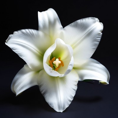 White lily on black background